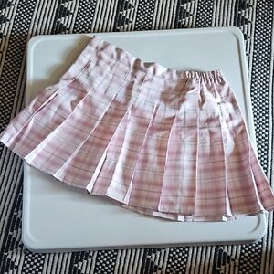 Chic Pink Plaid Skater Skirt